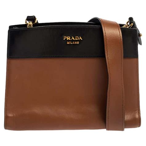 prada milano brown leather handbag